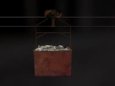 Mine historic ropeway conveyor - mine wagon Low-poly 3D model purchase