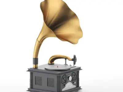 An antique gramophone a gramophone from old-fashioned 3D model