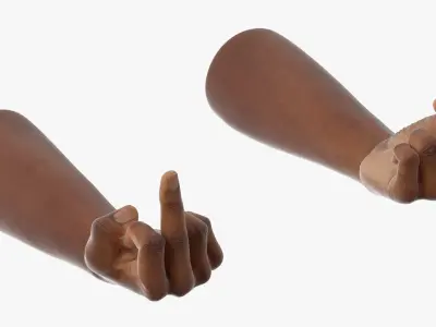 Black Male Hand Pair with Middle Finger Gesture 3D model