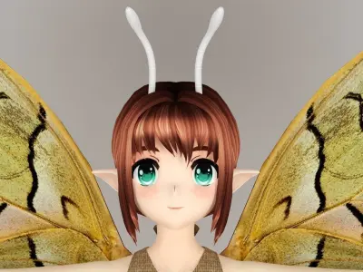 T pose rigged model of Chouko anime creature 3D model