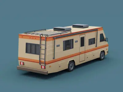 Stylized Motorhome Classic  80s Low-poly 3D model