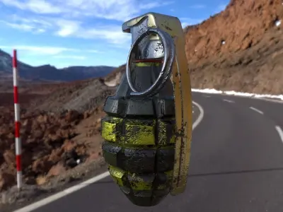 Granata grenade on side of road Free low-poly 3D model