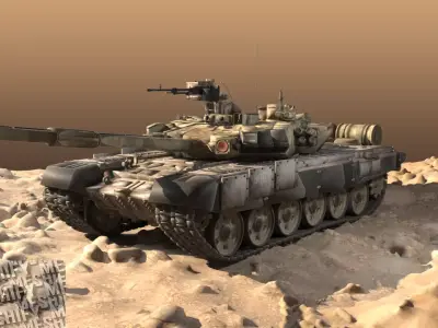 Modern Battle Tank Low Poly Low-poly 3D model