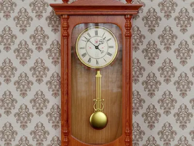 Vintage wooden wall clock 3D model