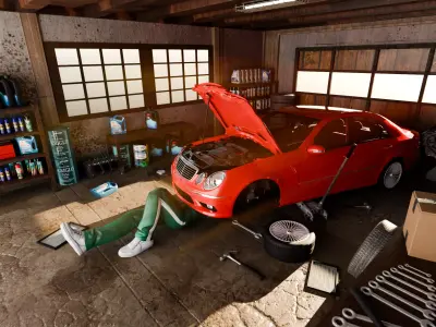 car garage Low-poly 3D model by CGWOOD