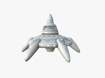 Alien Spaceship UFO G09 Full White - Sci Fi Spacecraft Design Low-poly 3D model