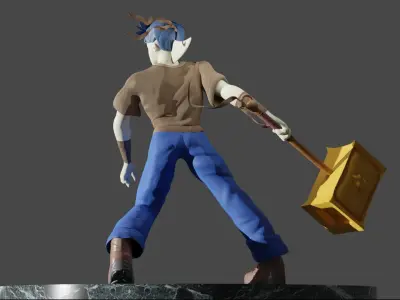 Stylized Character Dolphin Warrior  Low-poly 3D model