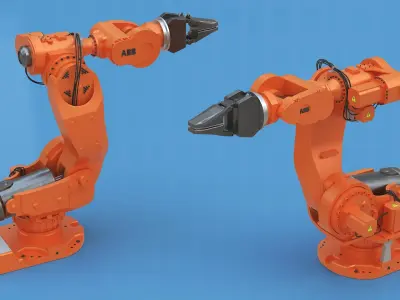 ABB IRB 7600 with Gripper Orange Rigged for Maya 3D model