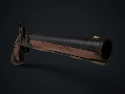 old flintlock gun Low-poly 3D model purchase