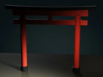 Shrine gate Low-poly 3D model