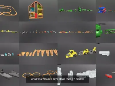 Childrens Wooden Toys Bundle 3D Model Pack