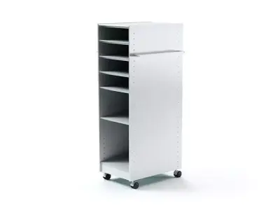 Shelving Unit White And Wheeled 3D model