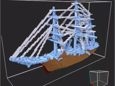 voxel boat3 Free 3D model