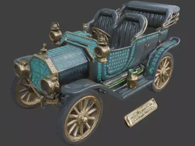 20th Century Alien Monolith Brass Era Car 3d Model Low-poly 3D model
