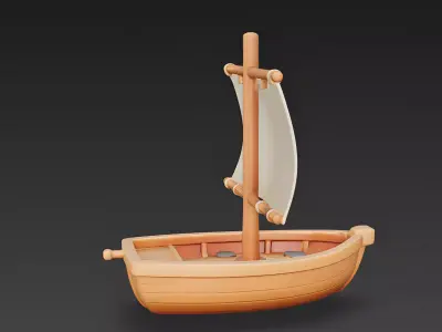 Stylized Small Pirate Sloop 3D Model 3D Model Low-poly 3D model