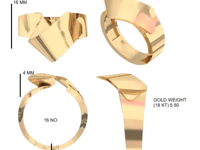 Antique gold ring heart ring 3D print model
