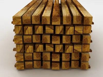 Wooden Bar Stack 3D model