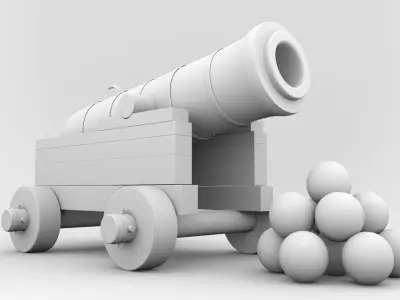 Cannon 3D Model For Gaming and VFX Compositing Low-poly 3D model