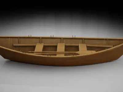 Wooden Boat Low-poly 3D model