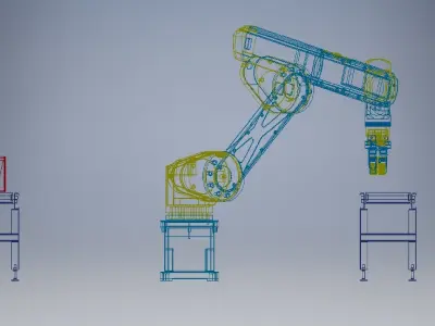 Robot arm 6 dof degrees of freedom Low-poly 3D model