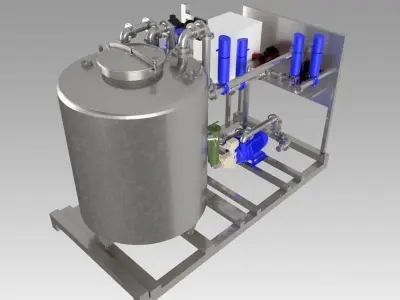 Industrial clean in place washing CIP 3D model