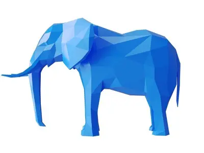 Elephant - polygonal Low-poly 3D model