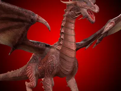 Big Fire Red Dragon Rig 3D model