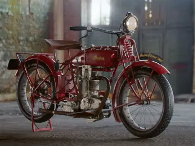 Indian Prince 1926 Motorcycle 3D Model and Texture 3D model