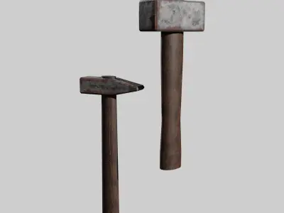 Hammer and chisel Free low-poly 3D model