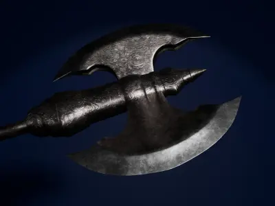 Engraved steel axe Free low-poly 3D model