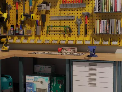 Ultimate Garage Workshop L-Shaped Workbench  3D model