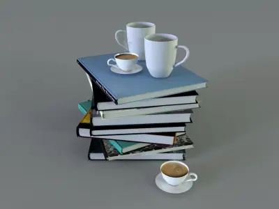 Book And Coffe Cup Free 3D model