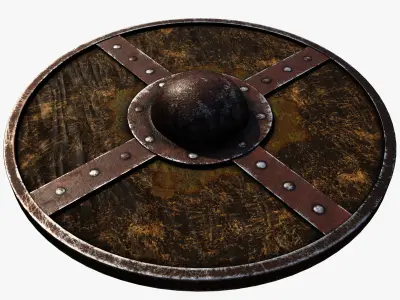 Wooden shield Low-poly 3D model 13