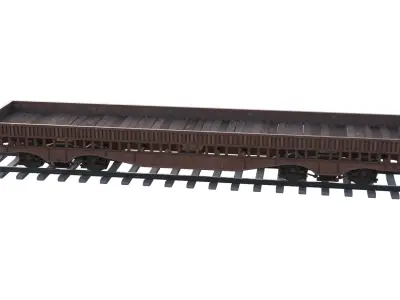 Flatbed RailCar  Low-poly 3D model