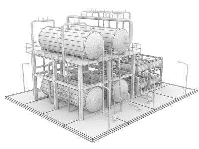 Oil Refinery  Low-poly 3D model