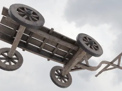 Wooden Wagon Low-poly 3D model purchase
