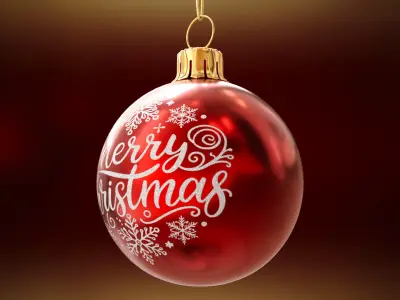 Red Christmas Ornament Merry Christmas Text &amp;ndash; Christmas Decoration 3D model