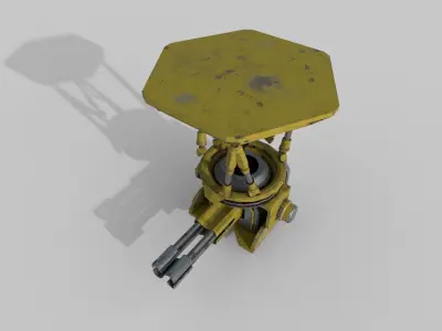 machine gun Low-poly 3D model 4