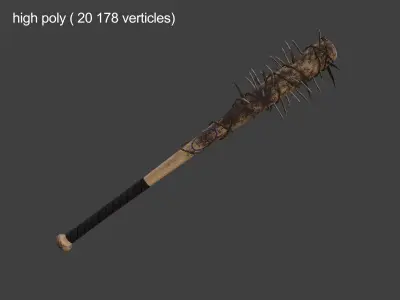 Spiked baseball bat Free low-poly 3D model