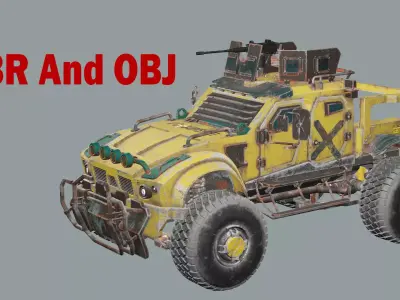 Post-Apocalypse Buggy Car MX-1 With Gun holder 3D Model Low-poly 3D model