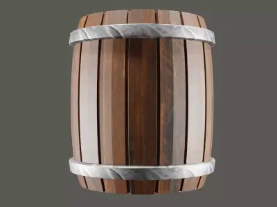 Barrel wooden Low-poly 3D model 5