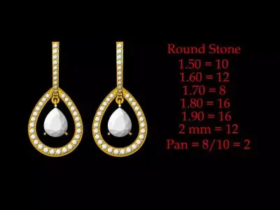Gold Bali Earring - 0021 3D print model