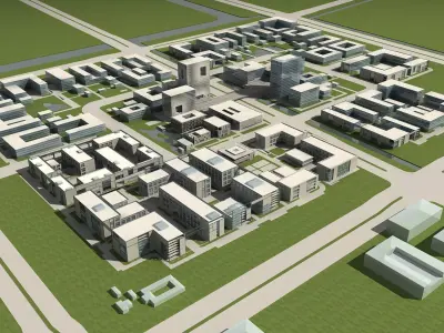 Architecture city with buildings and roads 3D model