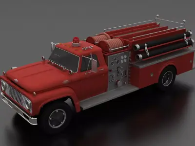 F-Series F-800 Fire Truck Unmarked 1964 Low-poly 3D model