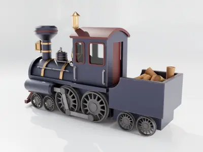 Train Carrying Wood Low-poly 3D model