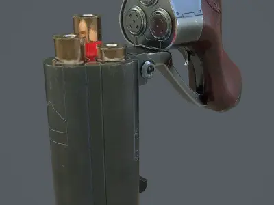 Triple Barrel Pistol Low-poly 3D model