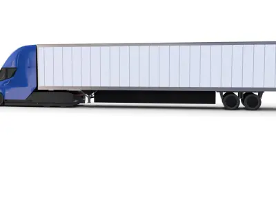 Tesla Truck Blue w trailer 3D model