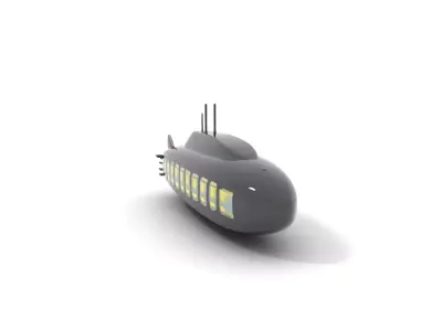 Black Submarine model pack Low-poly 3D model