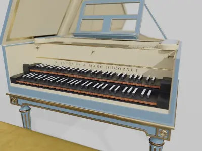 Baroque Harpsichord Louis XIV Low-poly 3D model