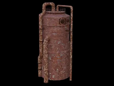 Old Rust Water Tower Low-poly 3D model